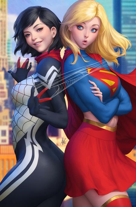 DC MARVEL SUPERMAN SPIDER-MAN #1 (ONE SHOT) CVR M STANLEY ARTGERM LAU SUPERGIRL & SILK CARD STOCK VAR DC Comics Various Various Stanley Artgerm Lau PREORDER