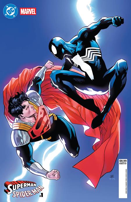 DC MARVEL SUPERMAN SPIDER-MAN #1 (ONE SHOT) CVR R DANIEL SAMPERE SUPER-BOY PRIME & SPIDER-MAN BLACK CARD STOCK VAR DC Comics Various Various Daniel Sampere PREORDER
