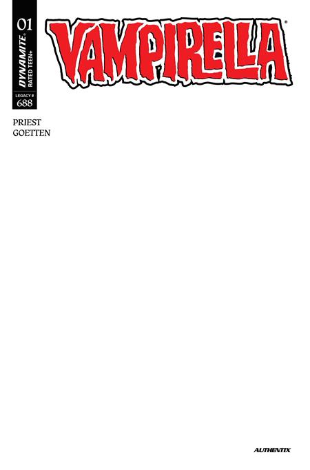VAMPIRELLA (2026) #1 CVR F BLANK AUTHENTIX DYNAMITE Entertainment Christopher Priest Davis Goetten Blank Authentix PREORDER