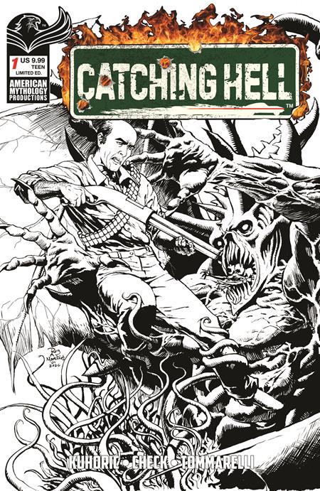CATCHING HELL FEAT REGGIE BANNISTER #1 CVR F ROY ALLAN MARTINEZ B&W LIMITED EDITION VAR Limited to 350 Copies Allocations May Occur Previously Solicited Thru Diamond Prana Publishers James Kuhoric, S.A. Check Emanuele Tommarelli Roy Allan Martinez PREORDER
