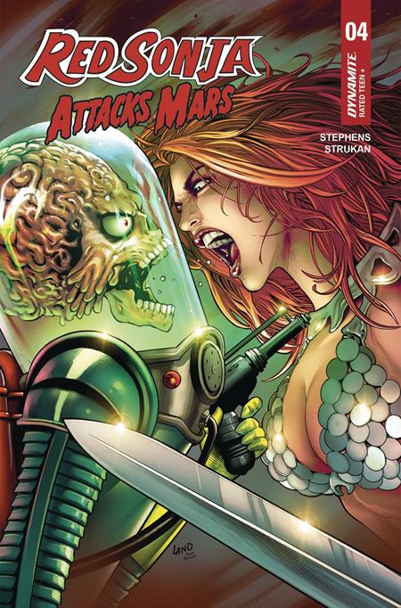 RED SONJA ATTACKS MARS #4 (OF 4) CVR C GREG LAND POLYBAGGED TRADING CARD VAR DYNAMITE Entertainment Jay Stephens Fran Strukan Greg Land PREORDER