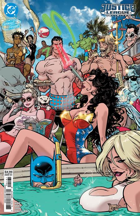 JUSTICE LEAGUE UNLIMITED #21 CVR F KAARE ANDREWS SWIMSUIT CARD STOCK VAR DC Comics Mark Waid Dan Mora Kaare Andrews PREORDER