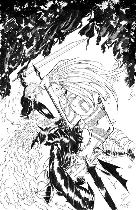 FIREBORN #4 CVR C INC 1:25 PATRICK MULHOLLAND B&W VIRGIN VAR Image Comics Curt Pires, Franklin Jonas Patrick Mulholland Patrick Mulholland PREORDER