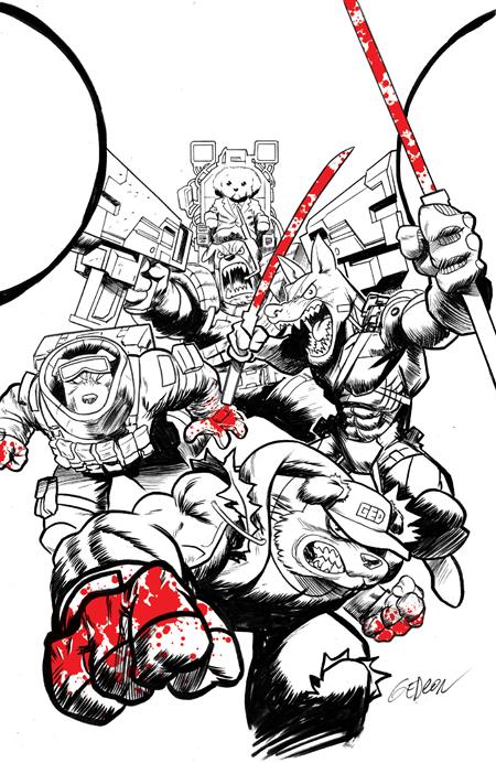 SUPER MONDO MEGA MUTTS #1 (OF 4) CVR J INC 1:100 JUAN GEDEON BLOODY B&W VAR Oni Press Curt Pires Juan Gedeon Juan Gedeon PREORDER