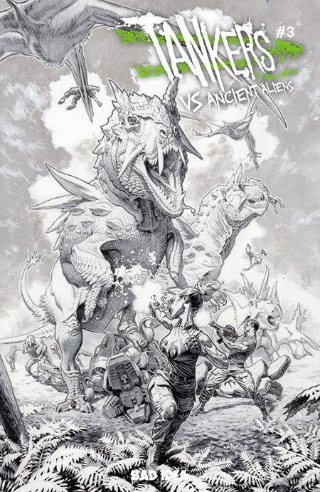 TANKERS VS ANCIENT ALIENS # 3 (OF 4) CVR D INC 1:20 LEWIS LAROSA BW VAR BAD IDEA Robert Venditti David Lapham, Jonathan Marks Barravecchia Lewis LaRosa PREORDER