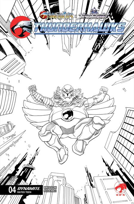 THUNDERCATS X SILVERHAWKS THUNDERHAWKS #4 CVR K DECLAN SHALVEY LINE ART VAR DYNAMITE Entertainment Ed Brisson Vincenzo Federici Declan Shalvey PREORDER