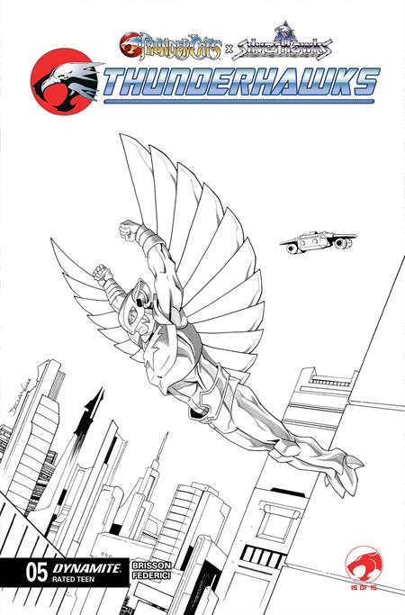 THUNDERCATS X SILVERHAWKS THUNDERHAWKS #5 CVR K DECLAN SHALVEY LINE ART VAR DYNAMITE Entertainment Ed Brisson Vincenzo Federici Declan Shalvey PREORDER