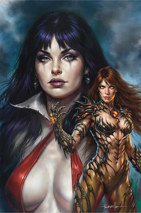 VAMPIRELLA X WITCHBLADE SPECIAL #1 (ONE SHOT) CVR M INC 1:25 LUCIO PARRILLO VIRGIN VAR DYNAMITE Entertainment Erica Schultz Valentina Pinti Lucio Parrillo PREORDER
