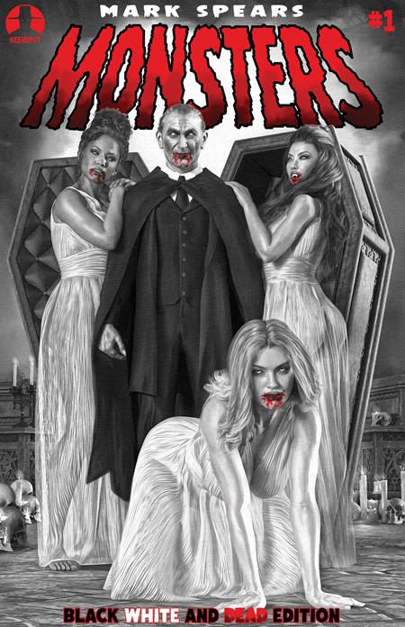 MARK SPEARS MONSTERS #1 7TH PTG BLACK WHITE & DEAD EDITION CVR C MARK SPEARS COURT OF BLOOD VAR Ex Posse Holdings Mark Spears Mark Spears Mark Spears PREORDER