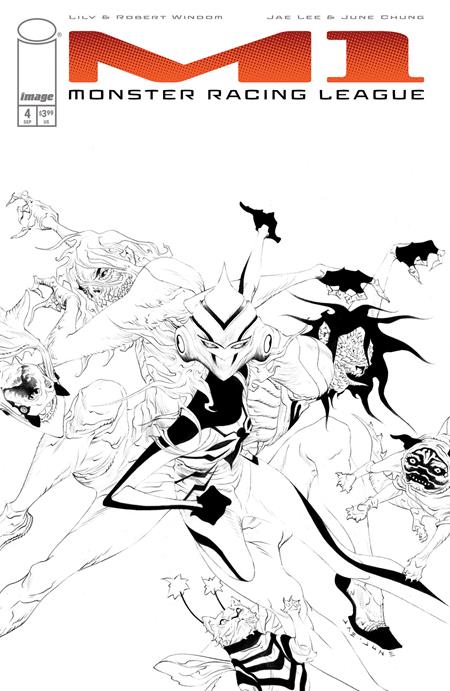 M1 MONSTER RACING LEAGUE #4 CVR C INC 1:25 JAE LEE B&W VAR Image Comics Robert Windom, Lily Windom Jae Lee Jae Lee PREORDER
