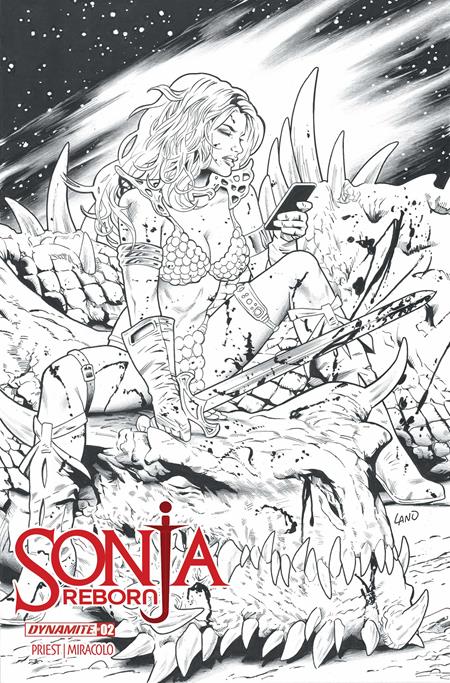 Sonja Reborn 2 Comic Greg Land B&W Dynamite Entertainment 2025