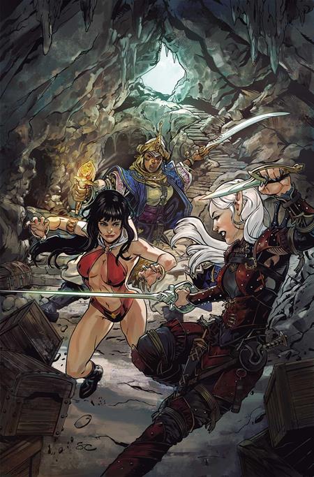 PATHFINDER VAMPIRELLA BLADE OF DARKNESS #1 CVR J INC 1:20 STEVEN CUMMINGS VIRGIN VAR DYNAMITE Entertainment Erik Burnham Federico Dallocchio Steven Cummings PREORDER