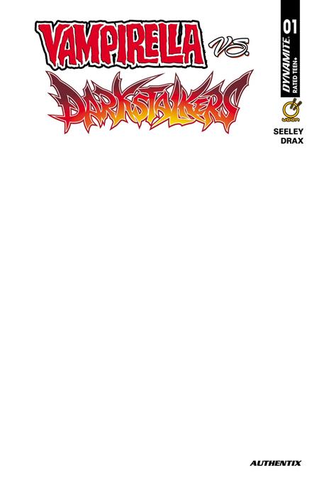 VAMPIRELLA VS DARKSTALKERS SPECIAL #1 (ONE SHOT) CVR F BLANK AUTHENTIX VAR DYNAMITE Entertainment Tim Seeley Drax Blank Authentix PREORDER