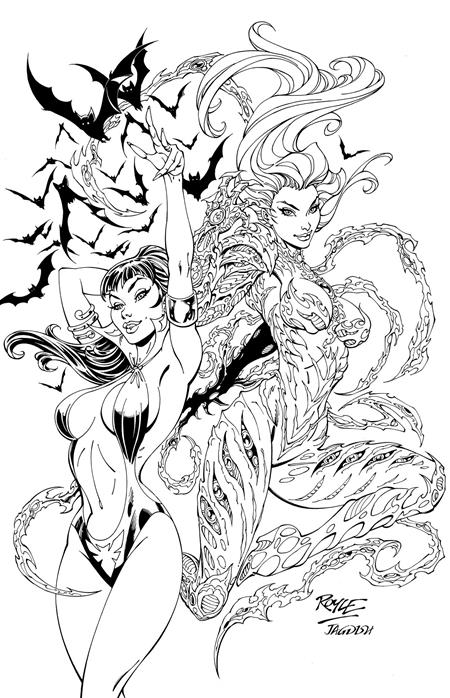 VAMPIRELLA X WITCHBLADE SPECIAL #1 (ONE SHOT) CVR R INC 1:10 JOHN ROYLE LINE ART VIRGIN VAR DYNAMITE Entertainment Erica Schultz Valentina Pinti John Royle PREORDER