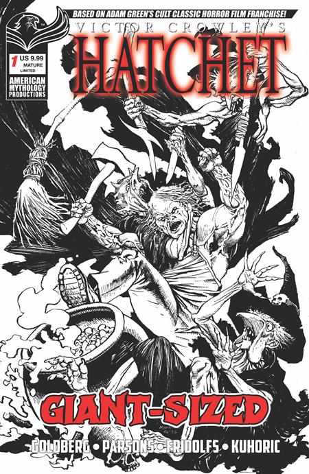 GIANT SIZED HATCHET HALLOWEEN #1 (ONE SHOT) CVR F ROY ALLAN MARTINEZ LIMITED B&W VAR Prana Publishers Adam F. Goldberg, G.O. Parsons, Various E.V. Cantada, Puis Calzada, Emanuele Tommarelli Roy Allan Martinez PREORDER