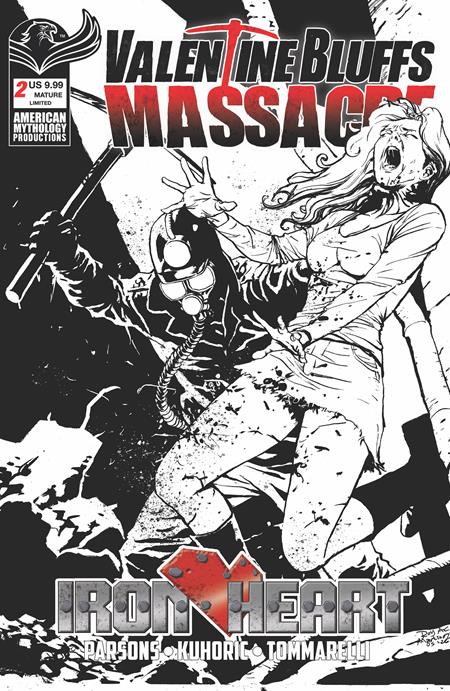 VALENTINE BLUFFS MASSACRE IRON HEART #2 (OF 2) CVR D ROY ALLAN MARTINEZ LIMITED B&W VAR (MR) Prana Publishers G.O. Parsons, James Kuhoric Andrea Arcari Roy Allan Martinez PREORDER