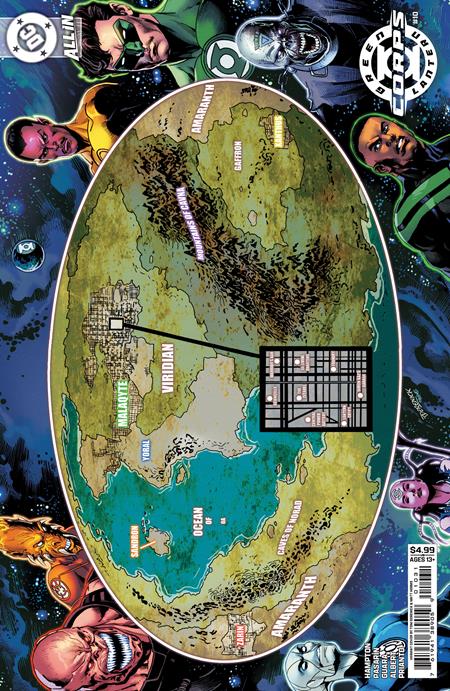 Green Lantern Corps, Vol. 3 10 Comic Tom Derenick Map of Oa Variant DC Comics 2025