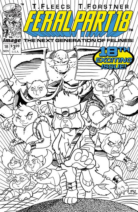 Feral 18 Comic Tony Fleecs & Trish Forstner Youngblood Team-Up B&W Variant Image Comics 2025