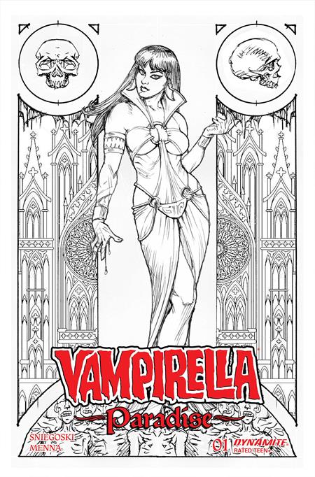 VAMPIRELLA PARADISE #1 CVR P INC 1:15 JOSEPH MICHAEL LINSNER LINE ART VAR DYNAMITE Entertainment Thomas Sniegoski Edu Menna Joseph Michael Linsner PREORDER