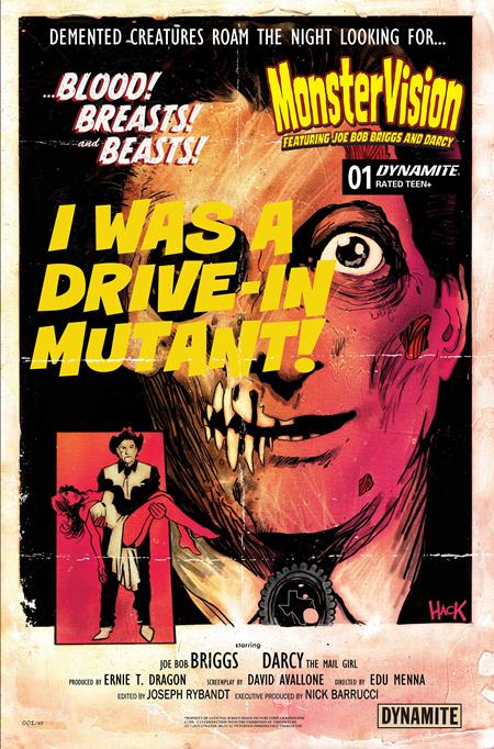 MONSTERVISION FEATURING JOE BOB BRIGGS AND DARCY #1 CVR B ROBERT HACK VAR DYNAMITE Entertainment David Avallone Edu Menna Robert Hack PREORDER