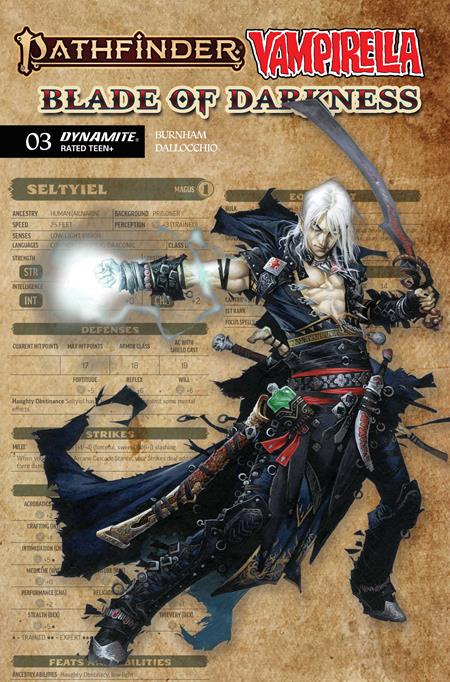 PATHFINDER VAMPIRELLA BLADE OF DARKNESS #3 CVR C WAYNE REYNOLDS CHARACTER SHEET VAR DYNAMITE Entertainment Erik Burnham Federico Dallocchio Wayne Reynolds PREORDER