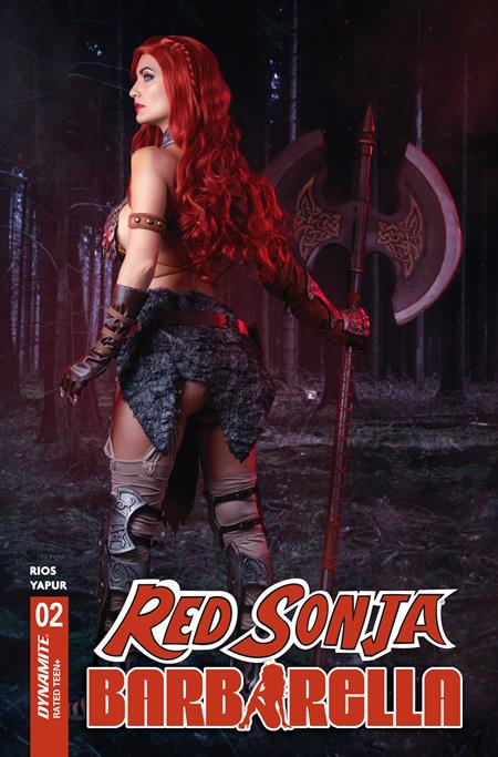 RED SONJA BARBARELLA #2 CVR D COSPLAY IVY RED SONJA VAR DYNAMITE Entertainment Homero Rios Diego Yapur Cosplay - Ivy / Red Sonja PREORDER