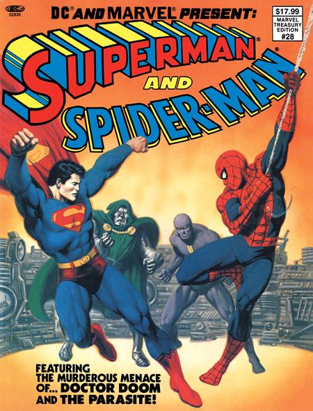 DC AND MARVEL PRESENT SUPERMAN AND SPIDER-MAN (MARVEL TREASURY EDITION #28) #1 FACSIMILE EDITION CVR A JOHN ROMITA SR & BOB LARKIN DC Comics Jim Shooter, Marv Wolfman John Buscema John Romita Sr, Bob Larkin PREORDER