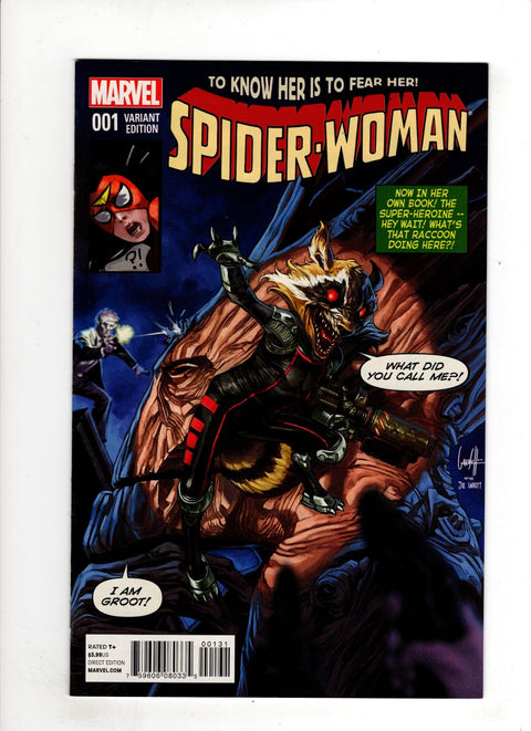 Spider-Woman, Vol. 5 #1 (Cvr C) (2014) Rocket Raccoon & Groot Photo C Rocket Raccoon & Groot Photo Buy & Sell Comics Online Comic Shop Toronto Canada