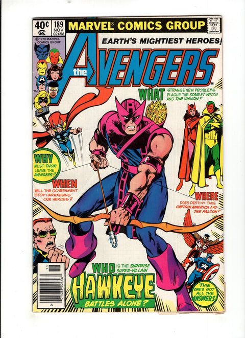 The Avengers, Vol. 1 #189 (1979) Buy & Sell Comics Online Comic Shop Toronto Canada