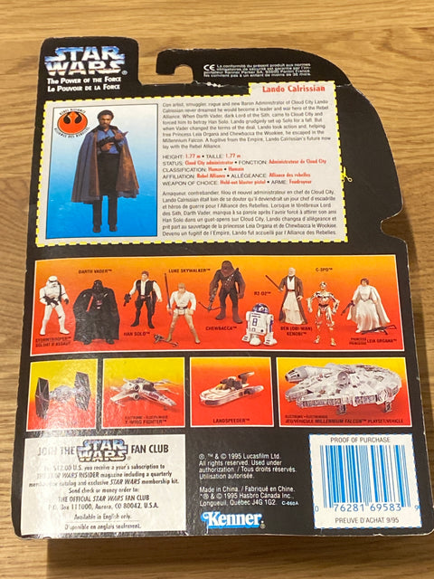 Star Wars: Power of the Force - Lando Calrissian w/ Heavy Rifle & Blaster Pistol (1995) Kenner 3.75 in