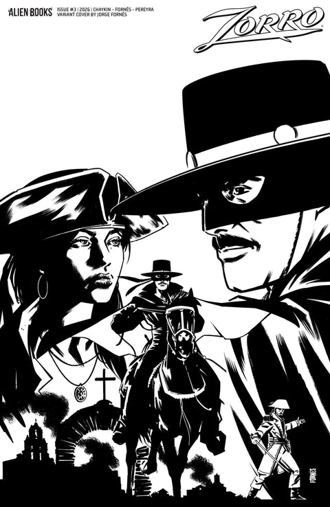 Zorro (Alien Books) 3 Comic Jorge Fornes B&W Variant Alien Books 2026