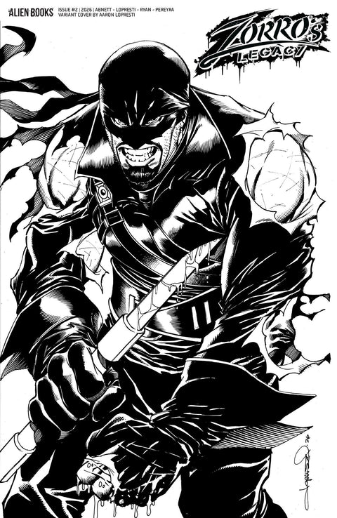 Zorro's Legacy #2 Variant D (Lopresti B&W) IDW Publishing Dan Abnett Aaron Lopresti Aaron Lopresti