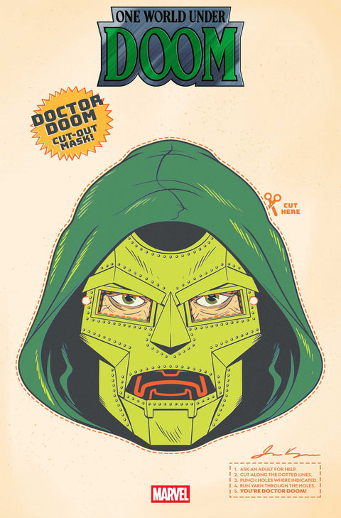 One World Under Doom 7 Comic Retro Halloween Mask Variant Marvel Comics 2025