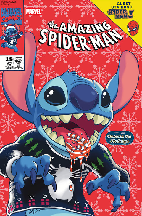 The Amazing Spider-Man, Vol. 7 18 Comic Benjamin Su Disney Stitch Unleash the Holidays Variant Marvel Comics 2025