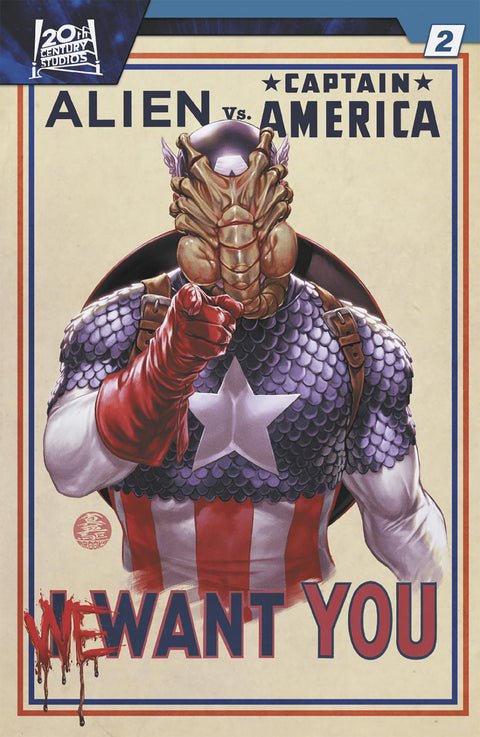 Alien vs. Captain America 2 Comic Mark Brooks Variant Marvel Comics 2025