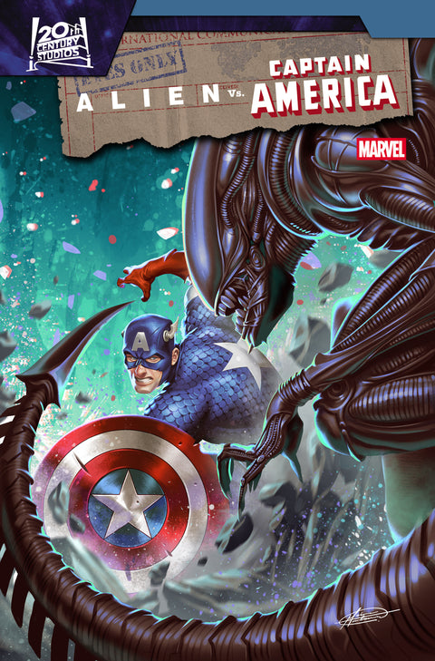 ALIEN VS. CAPTAIN AMERICA #4 MATEUS MANHANINI VARIANT Marvel Frank Tieri Stefano Raffaele Mateus Manhanini