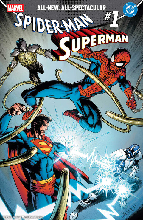 MARVEL/DC: SPIDER-MAN/SUPERMAN #1 MARK BAGLEY FOIL VARIANT Marvel Brad Meltzer Pepe Larraz Mark Bagley