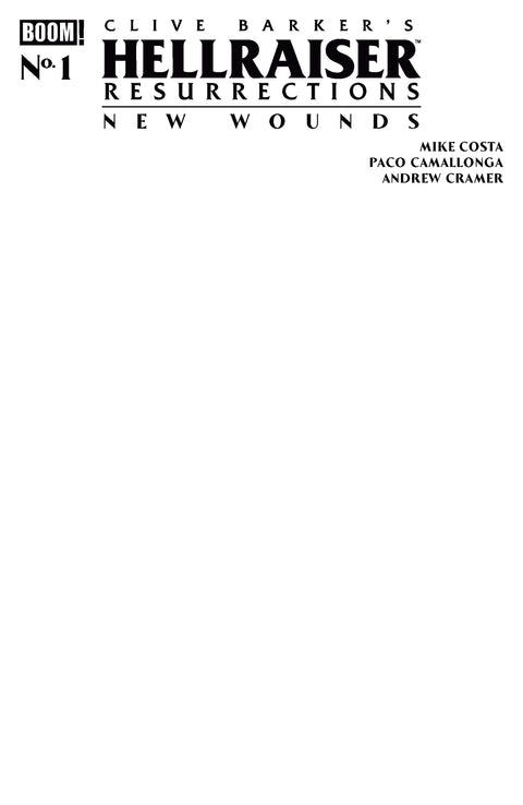 Hellraiser: Resurrections - New Wounds 1 Comic Blank Variant Boom! Studios 2026