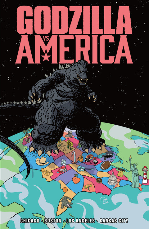 Godzilla Vs. America TP #1 (2026) Chicago / Boston / L.A. / Kansas TP Chicago / Boston / L.A. / Kansas Buy & Sell Comics Online Comic Shop Toronto Canada
