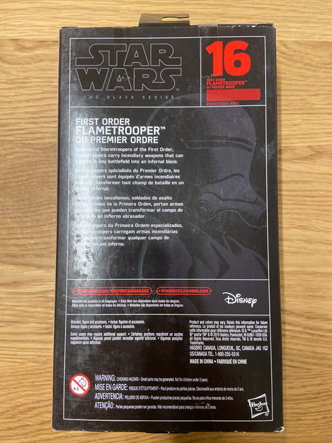 Star Wars: The Black Series - #16 First Order Flametrooper (2016) Disney / Hasbro 6 in