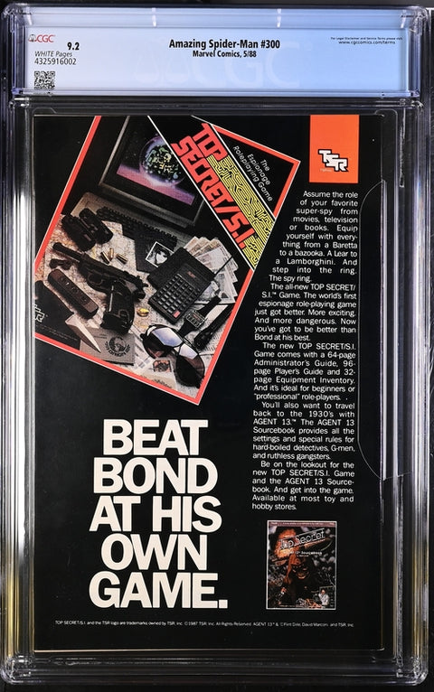 The Amazing Spider-Man, Vol. 1 #300 (CGC 9.2) (1988) 1st Venom