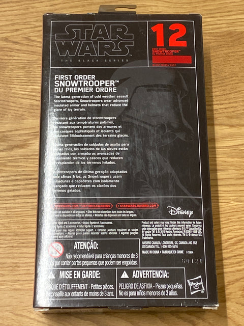 Star Wars: The Black Series - #12 First Order Snowtrooper (2016) Disney / Hasbro 6 in