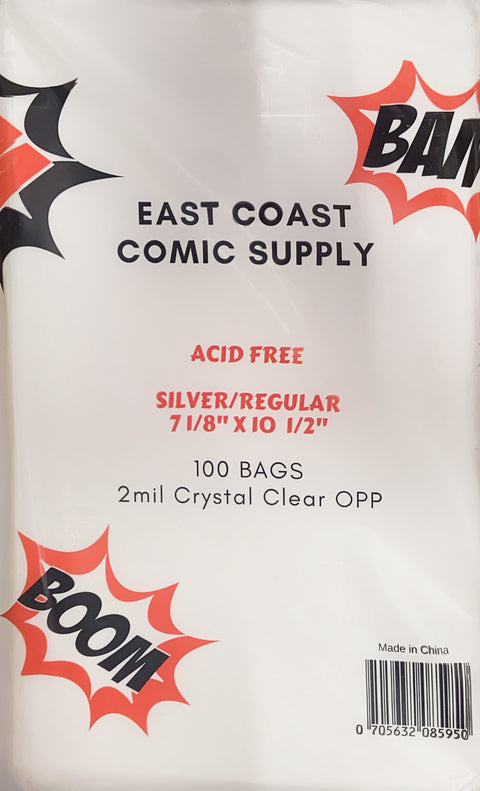 East Coast Silver/Regular 7 1/8" x 10 1/2 With 1 1/2″ Flap – Crystal Clear 2 mil OPP