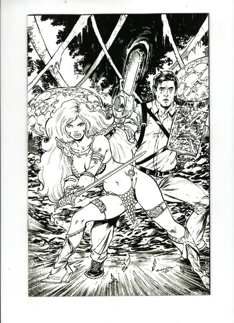 Red Sonja Vs. The Army of Darkness #1 (Cvr O) (2025) 1:20 Tim Seeley Incentive B&W Virgin