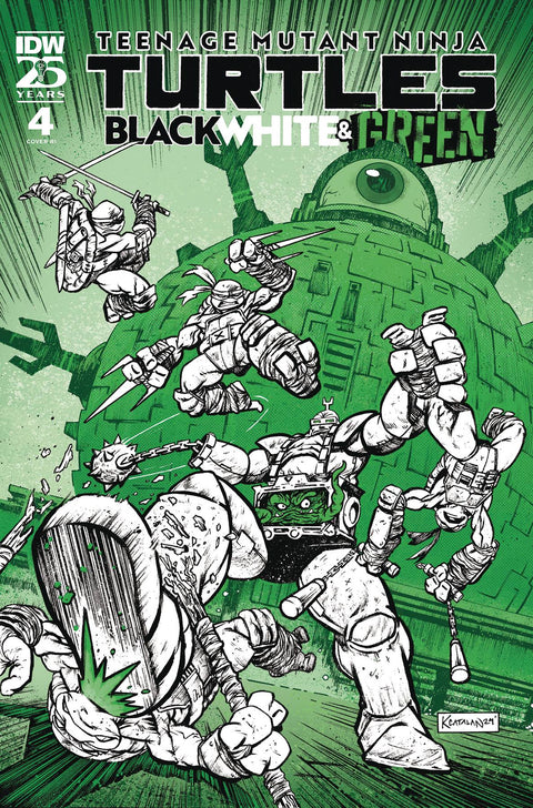 Teenage Mutant Ninja Turtles: Black, White & Green 4 Comic 1:10 Catalan Foil Variant IDW Publishing 2024