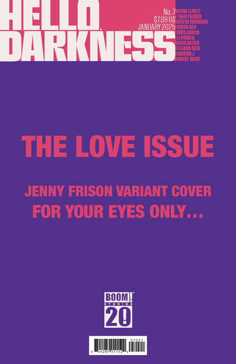 Hello Darkness 7 Comic Jenny Frison Variant Boom! Studios 2025