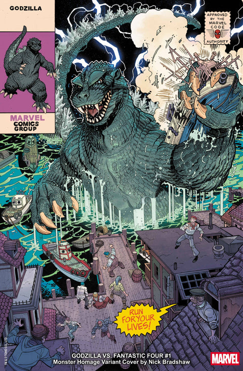 Godzilla vs. Fantastic Four 1 Comic Nick Bradshaw Homage Variant Marvel Comics 2025