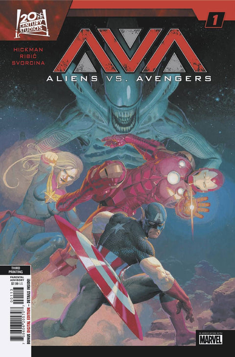 Aliens vs. Avengers 1 Comic 3rd Printing Esad Ribić Marvel Comics 2025