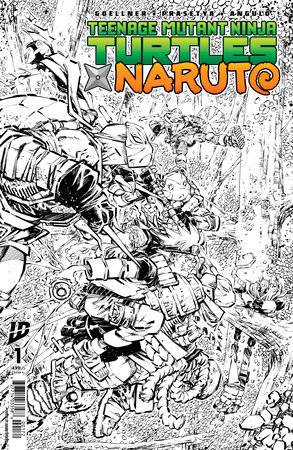 Teenage Mutant Ninja Turtles X Naruto 1 Comic Jorge Corona B&W Variant IDW Publishing 2024