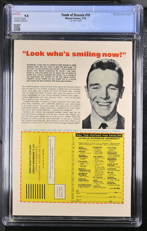 Tomb of Dracula #10 (CGC 9.4) (1973) 1st Blade